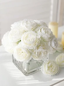 6pcs Artificial Flower Head, Modern Plastic Simulation Flower Head For Party - White - View 2