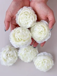 6pcs Artificial Flower Head, Modern Plastic Simulation Flower Head For Party - White - View 5