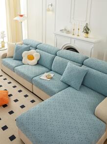 1入組幾何提花沙發座墊套客廳用現代滌綸沙發墊套 - 淺藍色 - 查看 4