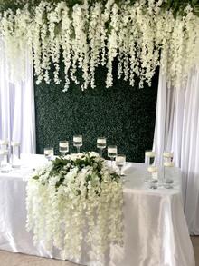 MEHELANY 12 cái/gói hoặc 4 cái/gói hoặc 1 cái/gói hoa đậu nành xanh nhân tạo treo, hoa tử đằng treo dạng dây leo trang trí cho tiệc, đám cưới, nhà cửa, vườn - trắng - Xem 2