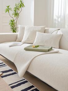 1 chiếc khăn sofa màu trơn - Màu be - Xem 4