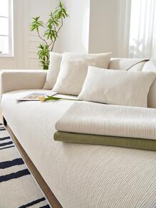 1 chiếc khăn sofa màu trơn - Màu be - Xem 1