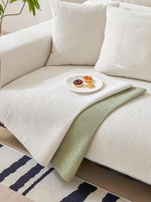 1 chiếc khăn sofa màu trơn - Màu be - Xem 5