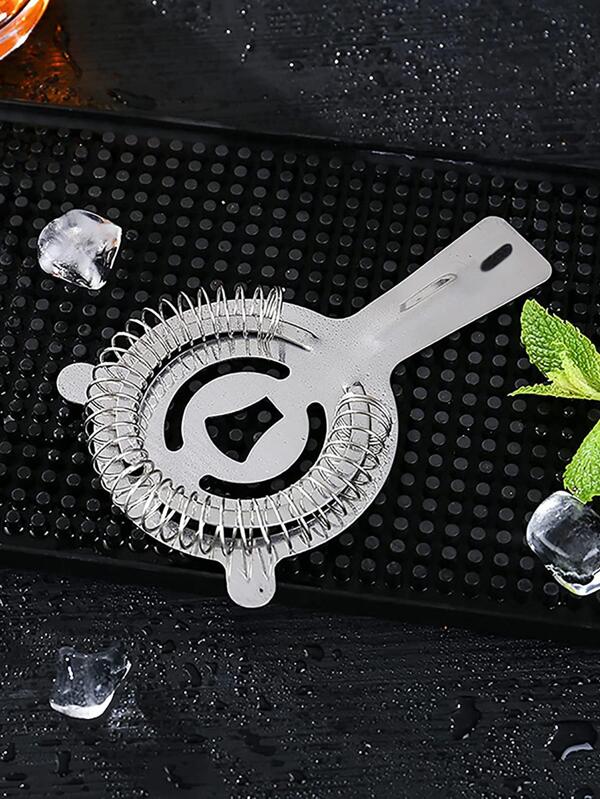 1pc Stainless Steel Bar Strainer, Minimalist Silver Bartender Strainer