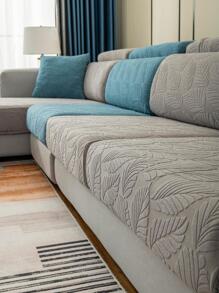 1入組樹葉提花彈性沙發座套 - 淺灰色 - 查看 5