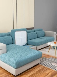 1入組提花葉子圖案沙發座套 - 藍色 - 查看 2