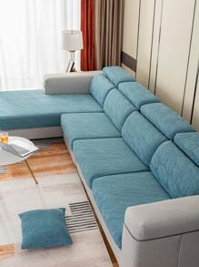 1入組提花葉子圖案沙發座套 - 藍色 - 查看 3