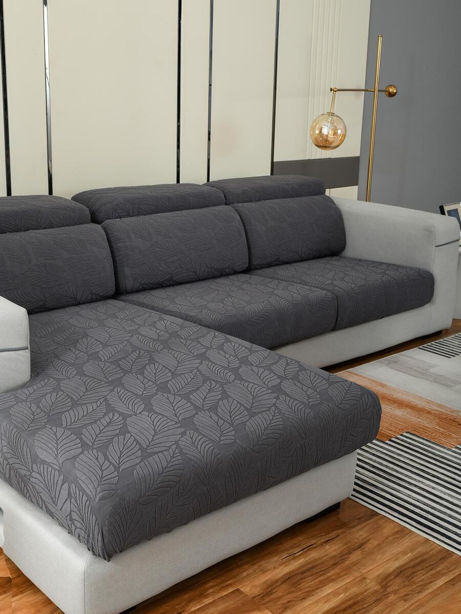 Bọc ghế sofa co giãn 1 chiếc lá Jacquard - Màu xám đen - Xem 1
