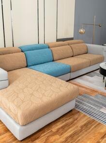 1pc Leaf Jacquard Sofa Seat Cover - Camel - View 2