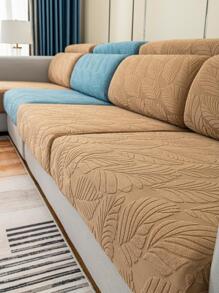 1pc Leaf Jacquard Sofa Seat Cover - Camel - View 5
