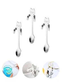 3 st tecknade skedar, söta kaffeskedar, för omrörning, kök, julklapp, skolmaterial