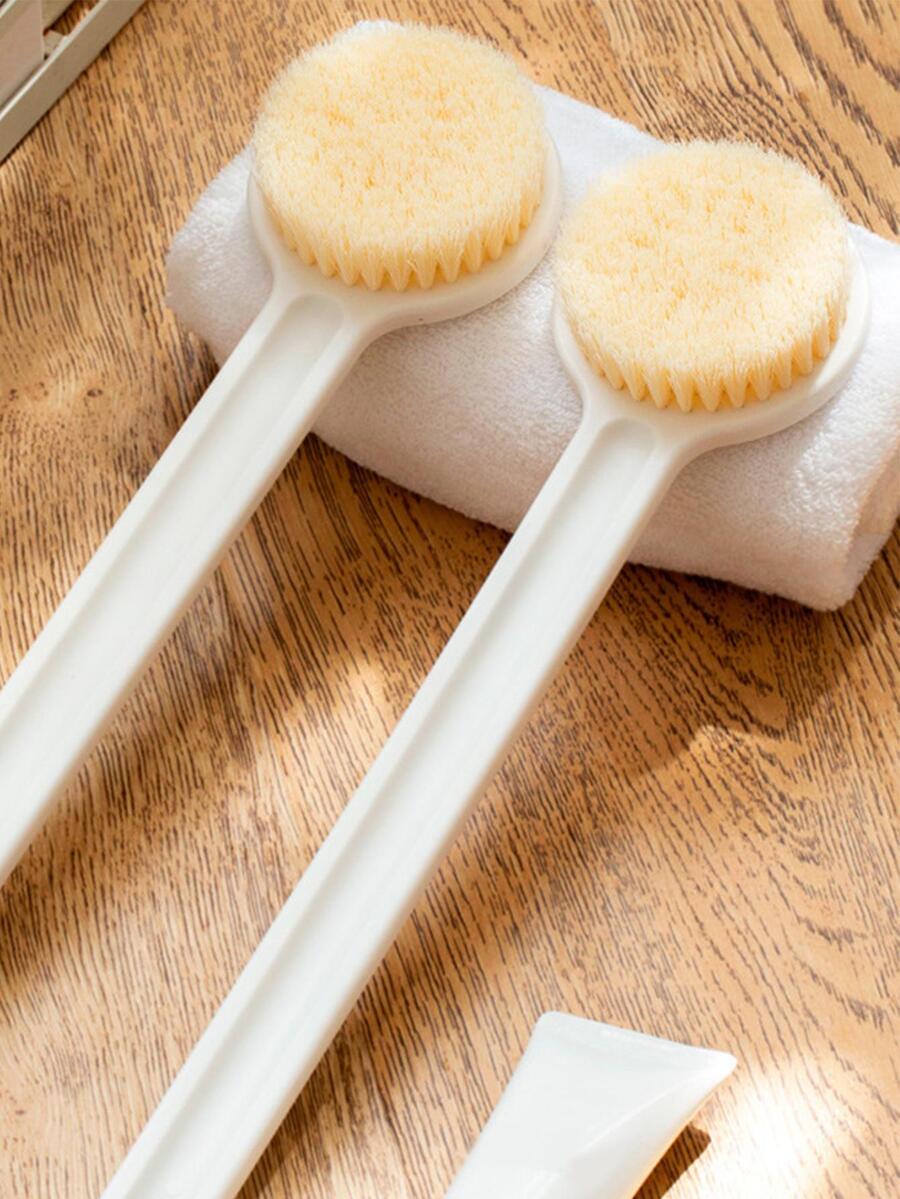 1pc Multi-function Bath Brush, Modern Plastic Long Handle Bath Brush For Shower - White - View 1