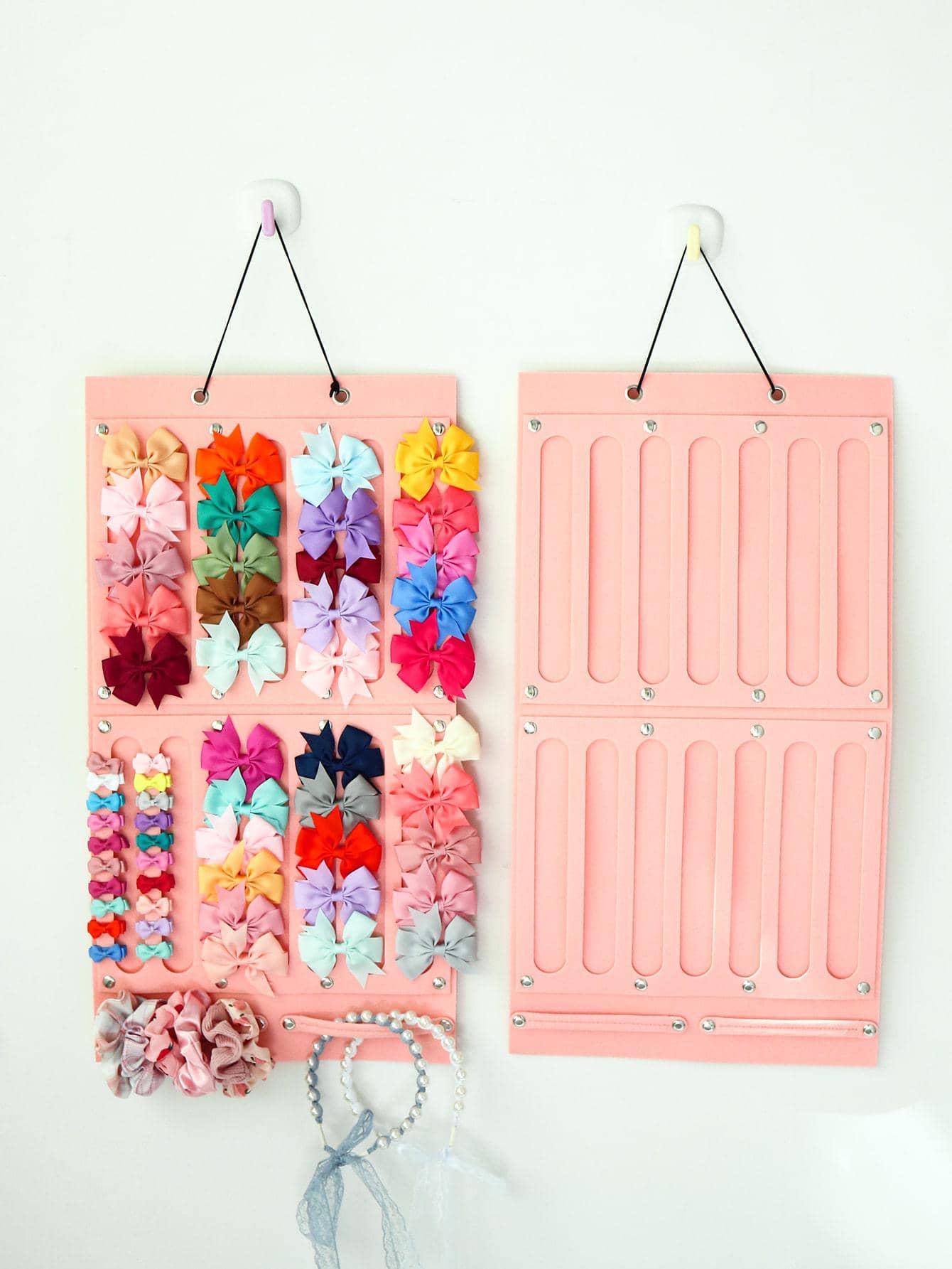 1入組裝織物掛飾收納袋粉色掛髮夾收納袋適合家用 - 粉色 - 查看 1