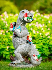 1pc Dinosaur Design Garden Ornament, Modern Polyresin Garden Statue For Garden - Multicolor - View 2