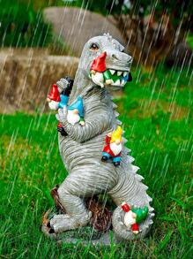 1pc Dinosaur Design Garden Ornament, Modern Polyresin Garden Statue For Garden - Multicolor - View 1