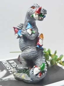 1pc Dinosaur Design Garden Ornament, Modern Polyresin Garden Statue For Garden - Multicolor - View 3