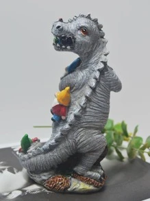1pc Dinosaur Design Garden Ornament, Modern Polyresin Garden Statue For Garden - Multicolor - View 4