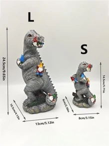 1pc Dinosaur Design Garden Ornament, Modern Polyresin Garden Statue For Garden - Multicolor - View 6