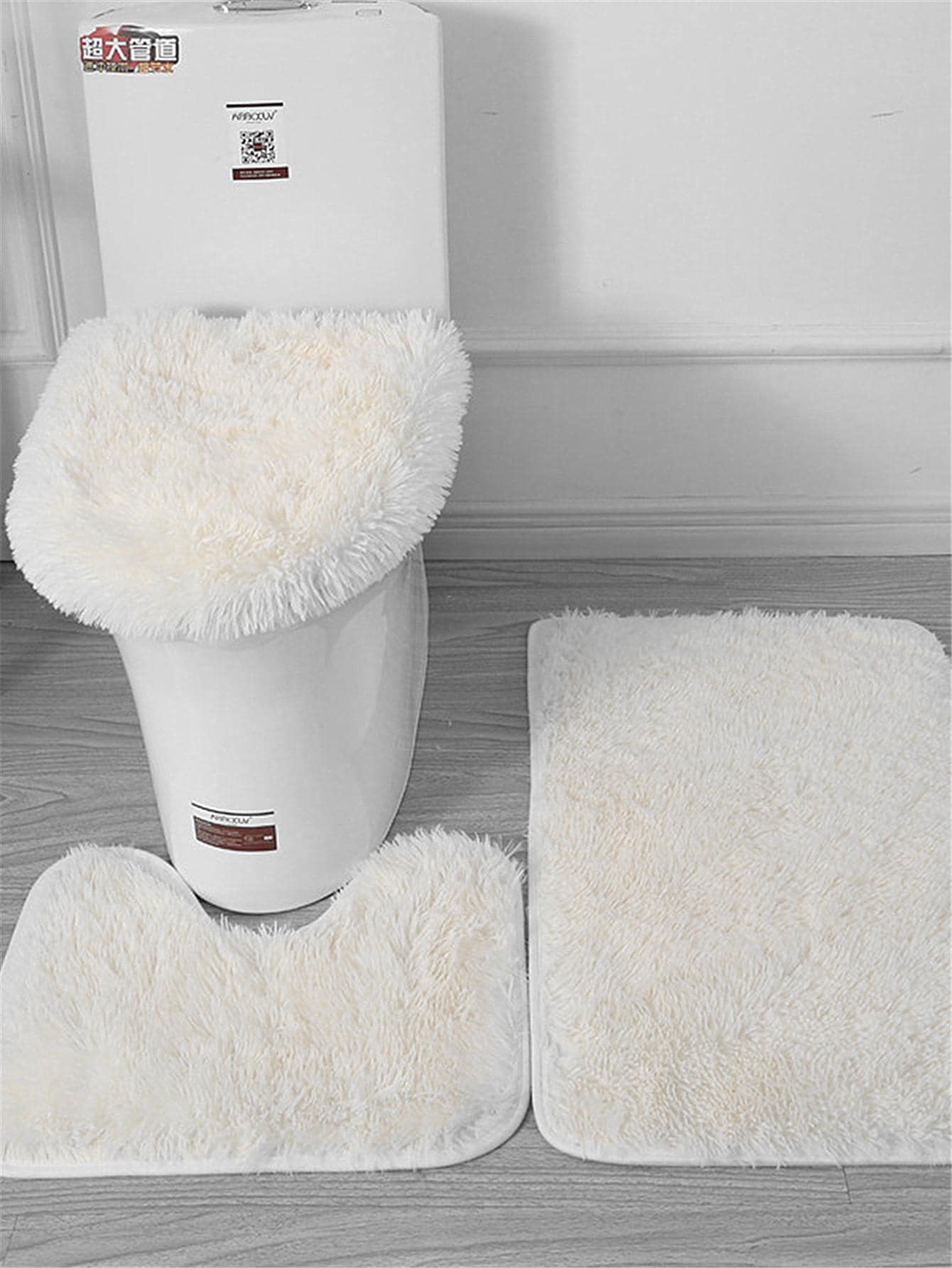 3 Cái/bộ Thảm Tắm Lông Tơ Màu Trơn, Thảm Vệ Sinh Polyester Chống Trơn Trượt Hiện Đại Cho Gia Đình