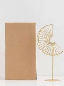 1pc Iron Decoration Object, Fan-shaped Leaf Design Decoration Craft For Home Decor - Gold - View 9