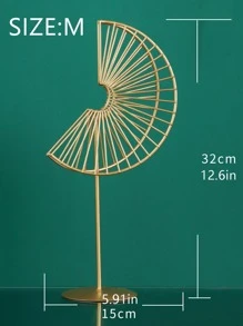 1pc Iron Decoration Object, Fan-shaped Leaf Design Decoration Craft For Home Decor - Gold - View 5