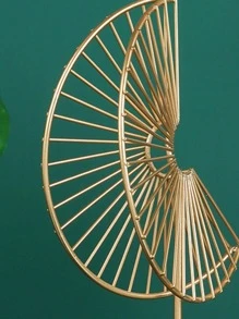 1pc Iron Decoration Object, Fan-shaped Leaf Design Decoration Craft For Home Decor - Gold - View 7