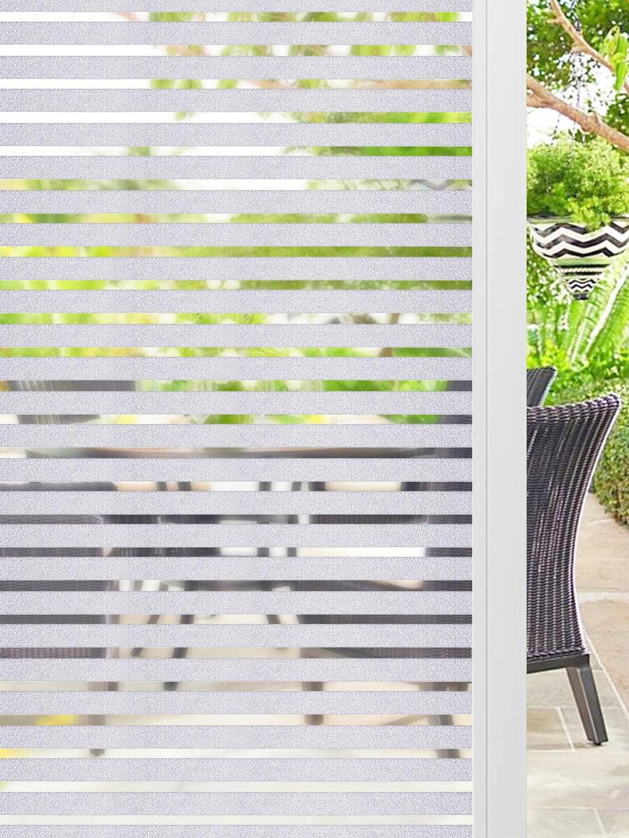 1pc PVC Decorative Film, Minimalist Striped Pattern Privacy Protection ...