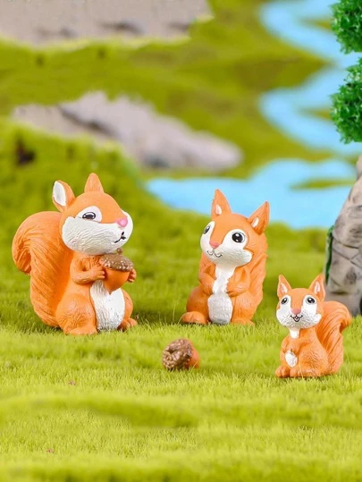 3入組PVC裝飾物件松鼠設計家居裝飾工藝品