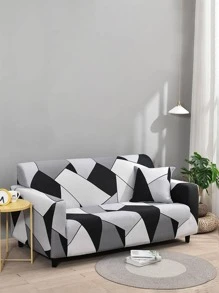 1入組幾何樣式沙發套和1入組靠墊套不附帶墊芯 - 彩色 - 查看 2