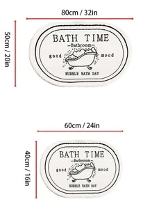 1pc Slogan Graphic Bath Rug - Black and White - View 3