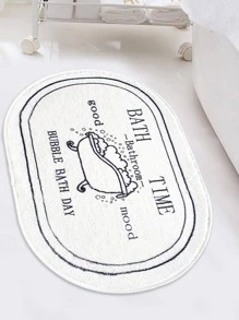 1pc Slogan Graphic Bath Rug - Black and White - View 2