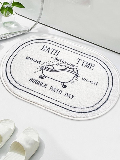 1pc Slogan Graphic Bath Rug