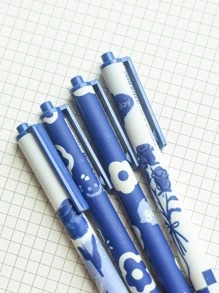 MOKA 4pcs Flower Pattern Gel Pen - Blue - View 5