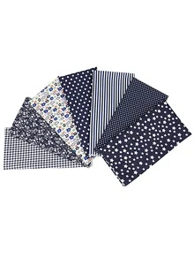 7入組混合圖案DIY縫紉面料現代DIY家用縫紉面料 - 藏蓝色 - 查看 2