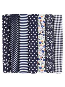 7入組混合圖案DIY縫紉面料現代DIY家用縫紉面料 - 藏蓝色 - 查看 1