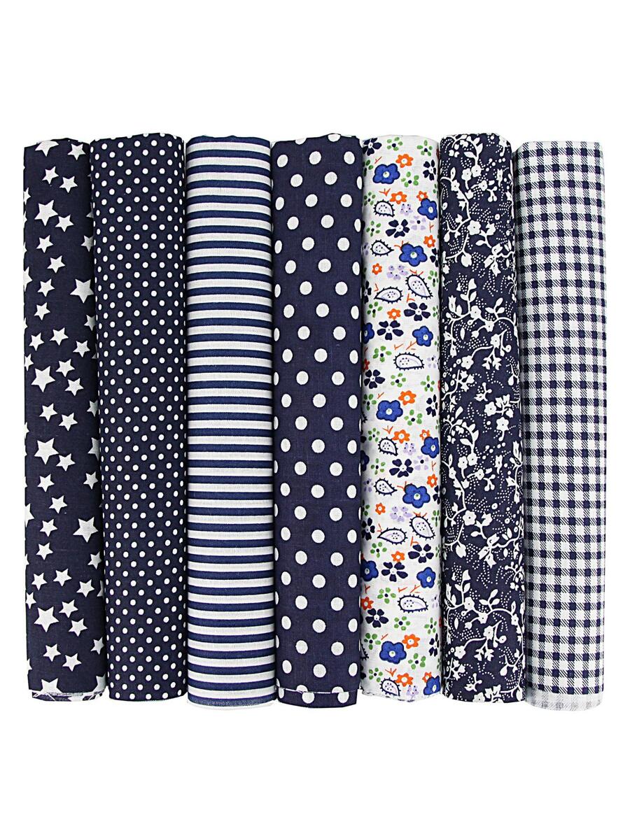 7入組混合圖案DIY縫紉面料現代DIY家用縫紉面料 - 藏蓝色 - 查看 1