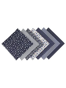 7入組混合圖案DIY縫紉面料現代DIY家用縫紉面料 - 藏蓝色 - 查看 4