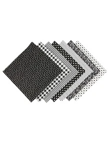 7入組混合圖案DIY縫紉面料現代DIY家用縫紉面料 - 黑色 - 查看 4