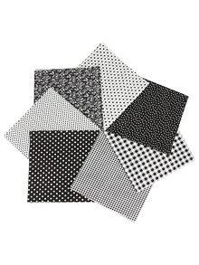 7入組混合圖案DIY縫紉面料現代DIY家用縫紉面料 - 黑色 - 查看 3
