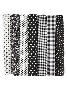 7入組混合圖案DIY縫紉面料現代DIY家用縫紉面料 - 黑色 - 查看 1