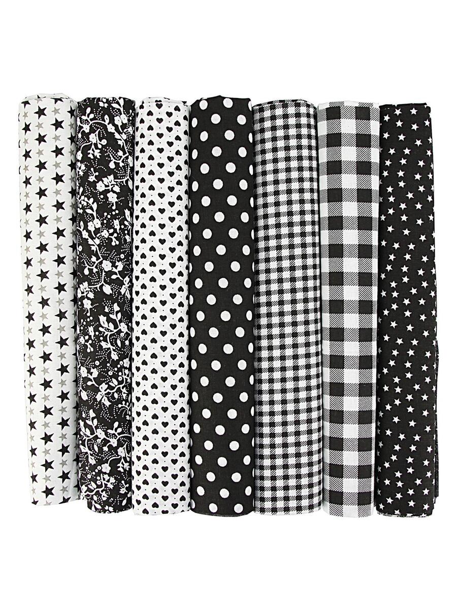 7入組混合圖案DIY縫紉面料現代DIY家用縫紉面料 - 黑色 - 查看 1