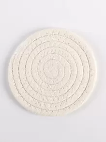 1pc Polyester Coaster, Minimalist Plain Woven Coaster For Home