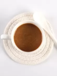 1pc Polyester Coaster, Minimalist Plain Woven Coaster For Home