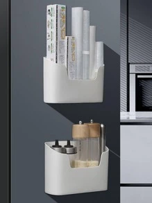 1入組塑料儲物架家用簡約純壁掛式儲物架 - 白色 - 查看 1