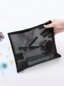 1pc Portable Makeup Storage Bag, Minimalist Plain Makeup Storage Bag For Home,For Holiday Beach, Bathroom Collection, Bedroom Collection, Large Capacity