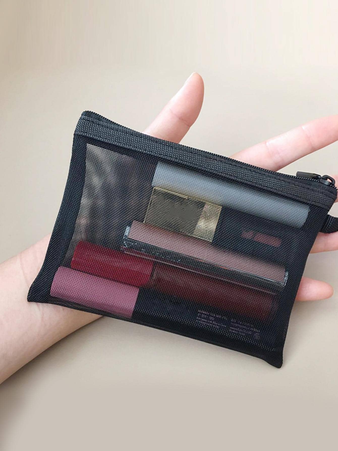 1pc Portable Makeup Storage Bag, Minimalist Plain Makeup Storage Bag For Home,For Holiday Beach, Bathroom Collection, Bedroom Collection, Large Capacity