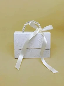 2pcs/set Paper Gift Box, Modern Faux Pearl Decor Gift Box For Home - White - View 1