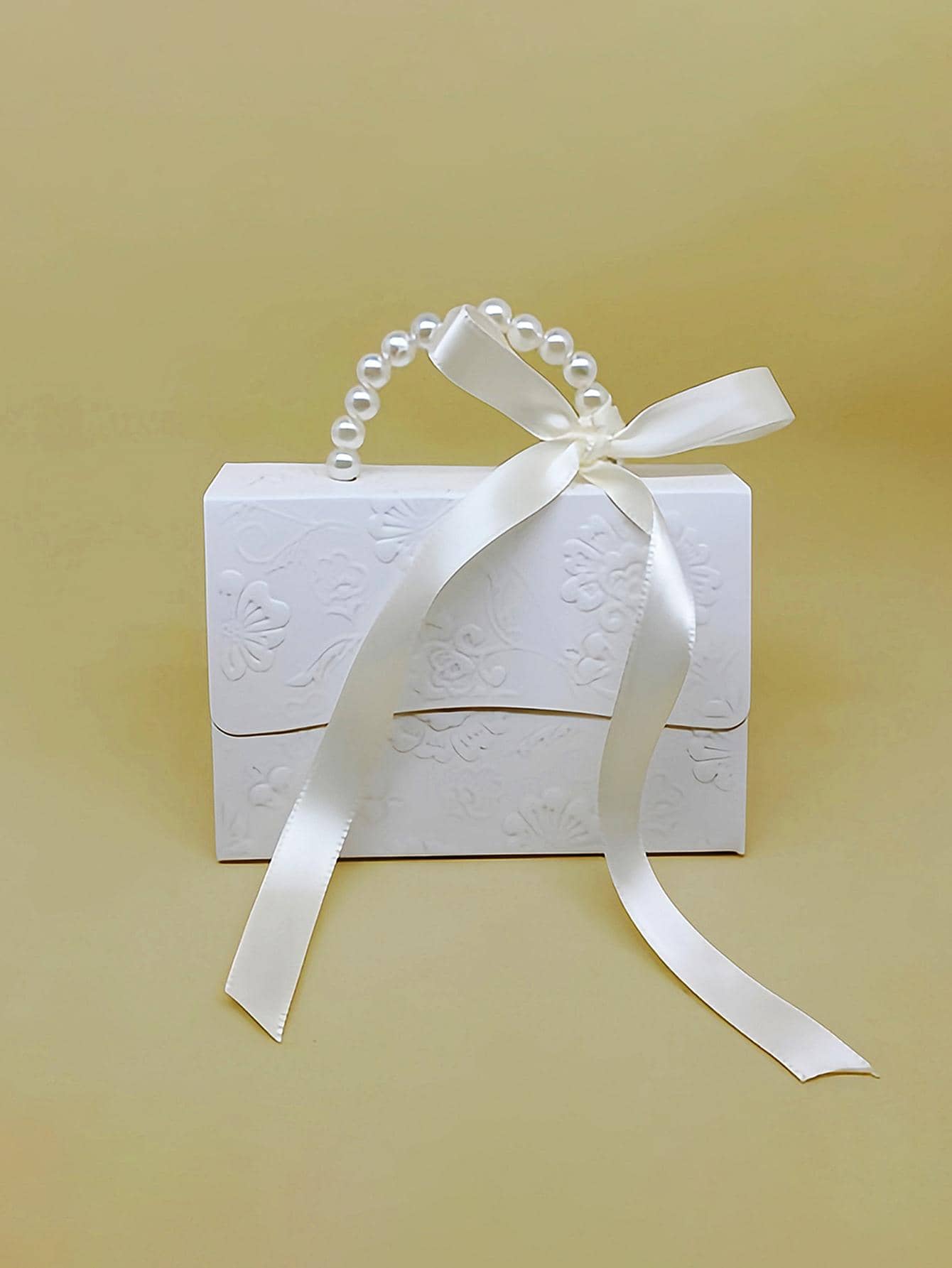2pcs/set Paper Gift Box, Modern Faux Pearl Decor Gift Box For Home - White - View 1