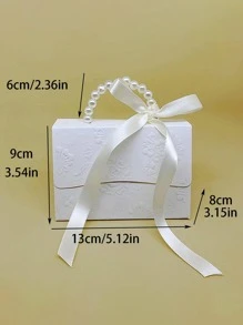2pcs/set Paper Gift Box, Modern Faux Pearl Decor Gift Box For Home - White - View 3