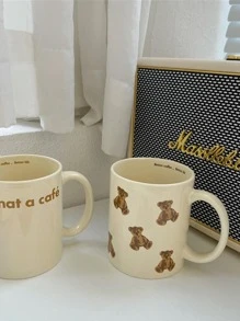 1pc Ceramic Water Mug, Random Color & Pattern (Beige Size Is Beige With Random Pattern) - Beige - View 4